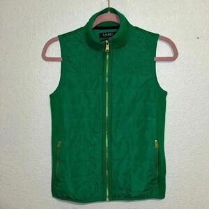 Ralph Lauren Green Quilted & Logo Vest Festive Christmas